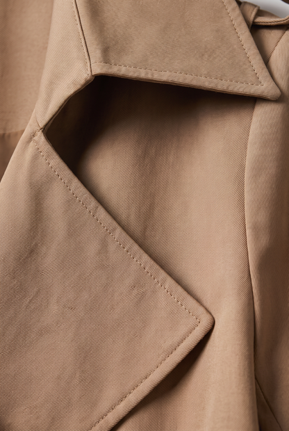 Double Breasted Trench Coat with Belted Waist and Storm Flap for Women