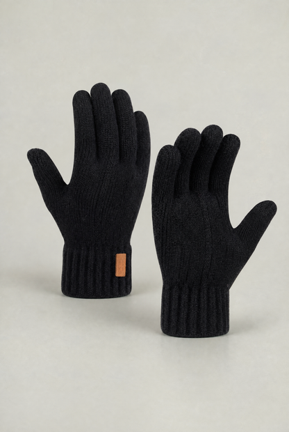 Touchscreen Winter Gloves with Ribbed Cuffs and Warm Lining for Men