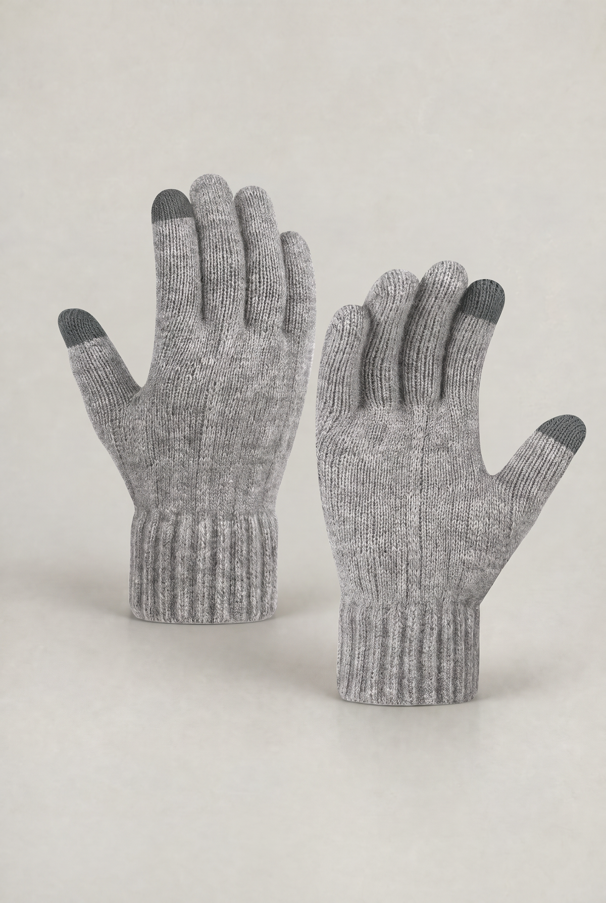 Touchscreen Winter Gloves with Ribbed Cuffs and Warm Lining for Men