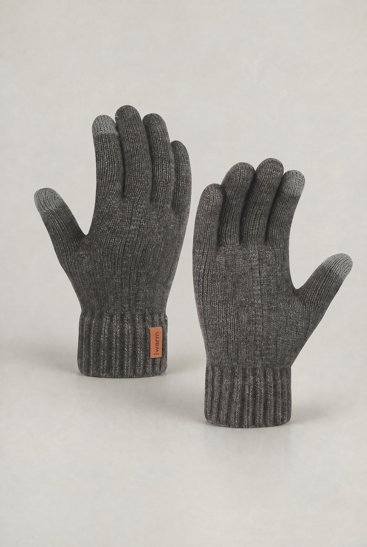Touchscreen Winter Gloves with Ribbed Cuffs and Warm Lining for Men