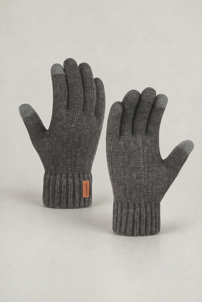 Touchscreen Winter Gloves with Ribbed Cuffs and Warm Lining for Men
