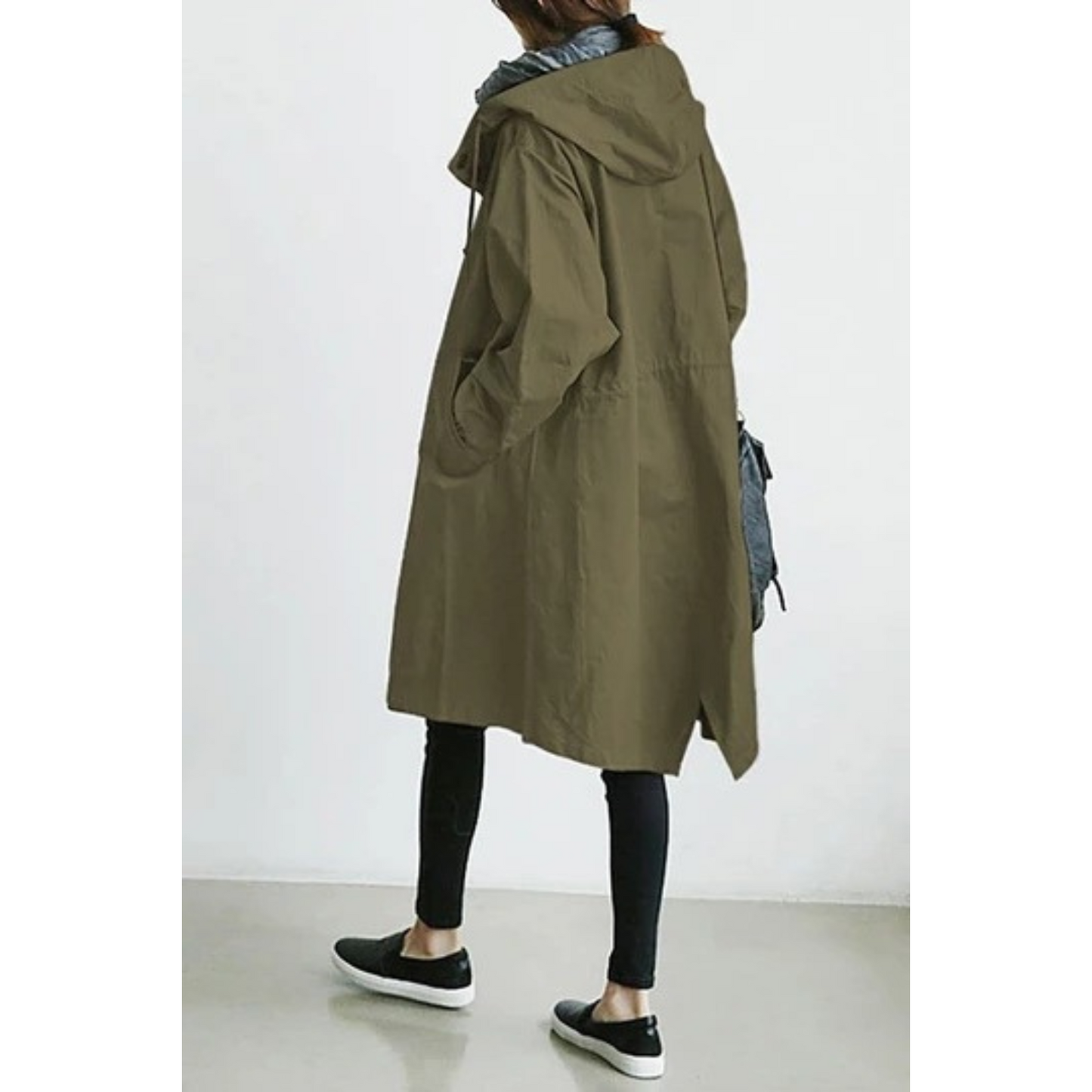 Trenchcoat long élégant avec capuche ajustable