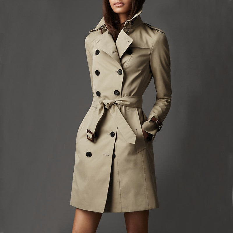 Elegant Fitted Trench Coat with Double Row of Buttons