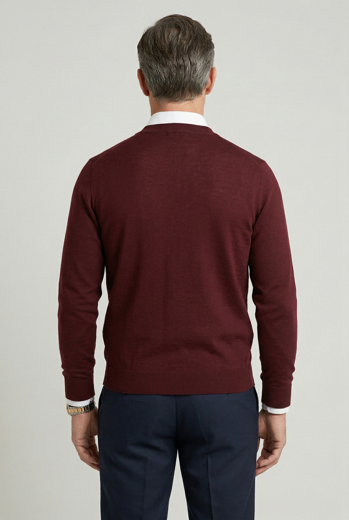 Classic V Neck Cardigan with Button Front and Ribbed Trims for Men