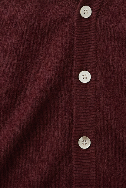 Classic V Neck Cardigan with Button Front and Ribbed Trims for Men