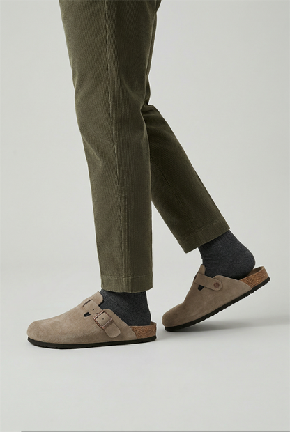 Slip On Clogs with Buckle Strap and Cushioned Footbed Sole for Men
