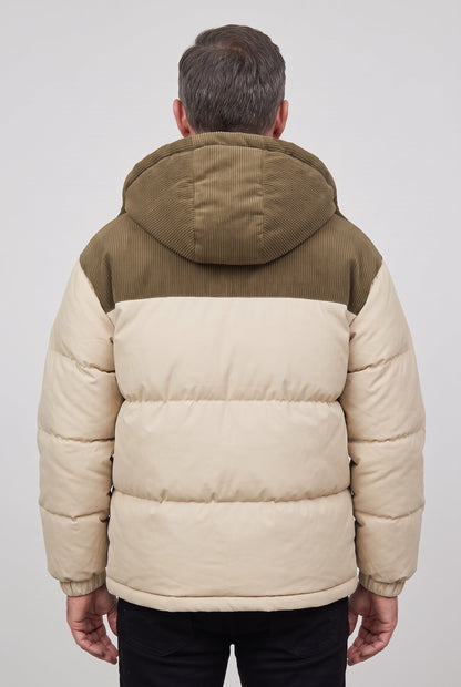 Long Hooded Puffer Jacket with Water-Resistant Fabric for man