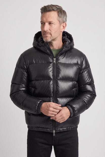 Puffer Jacket with Adjustable Hood and Warm Insulation for men