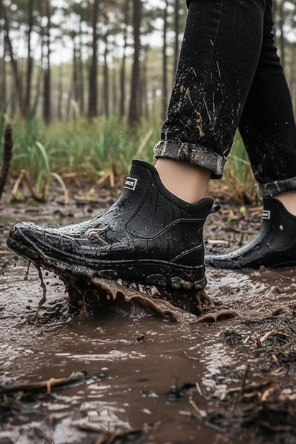 Waterproof Ankle Rain Boots with Pull Tabs and Grip Sole for Men