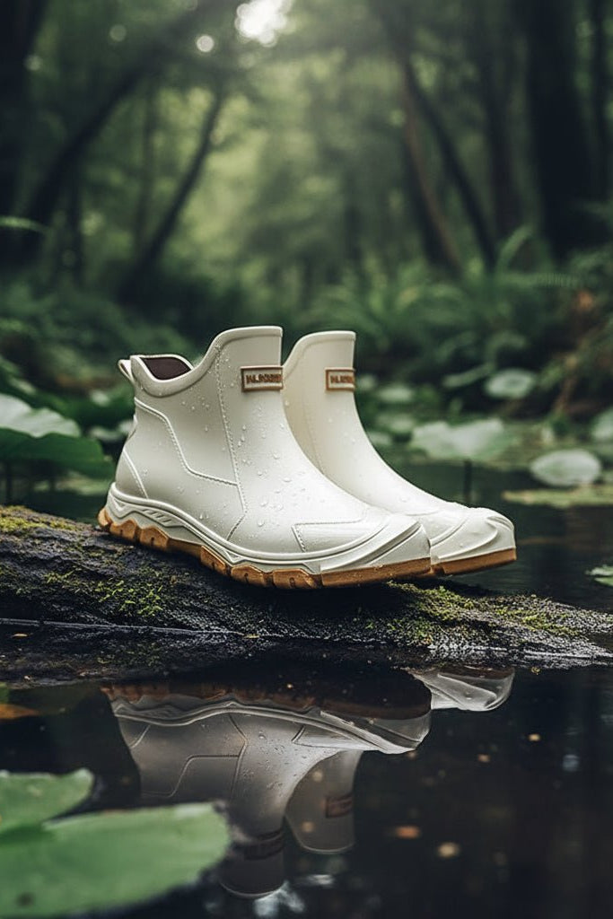Waterproof Ankle Rain Boots with Pull Tabs and Grip Sole for Men