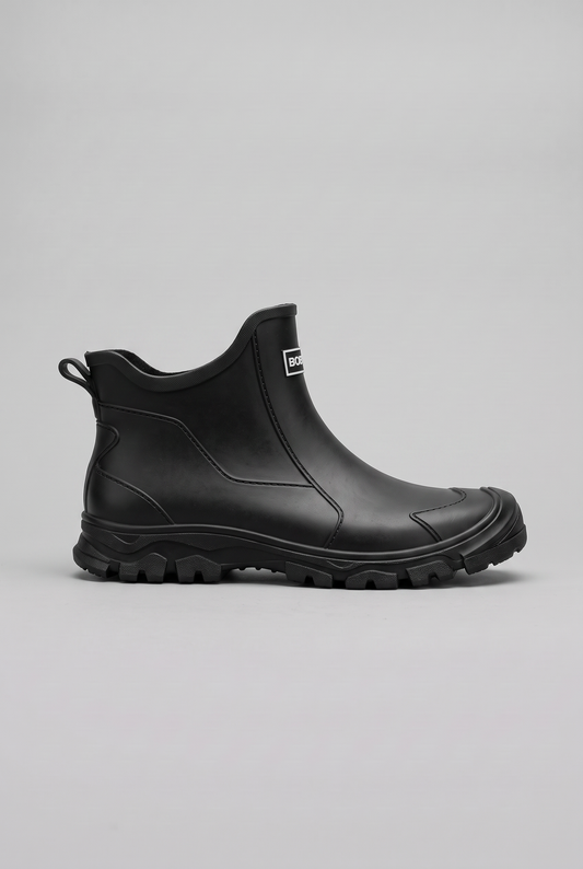 Waterproof Ankle Rain Boots with Pull Tabs and Grip Sole for Men