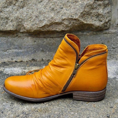 Stiefelettes élégantes en simili cuir jaune