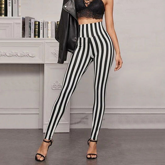 Legging taille haute à rayures verticales