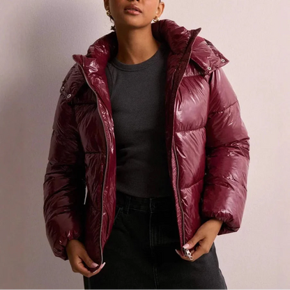 Insulated Puffer Jacket with Adjustable Hood and Pockets for women
