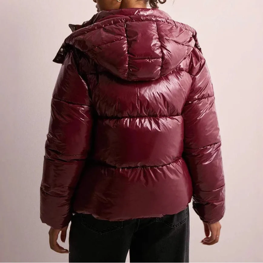 Insulated Puffer Jacket with Adjustable Hood and Pockets for women