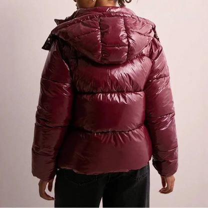 Insulated Puffer Jacket with Adjustable Hood and Pockets for women