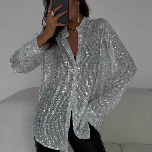 Blouse de soirée pailletée pour femme