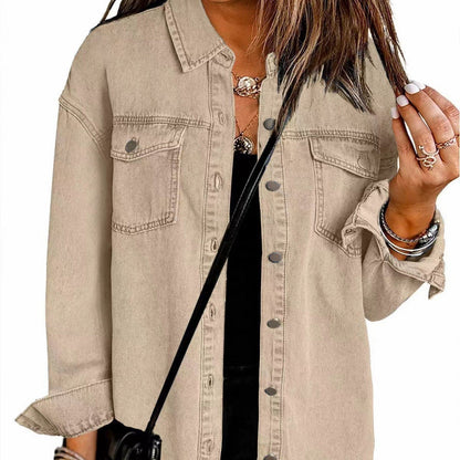 Oversize’owa koszula-kurtka w swobodnym stylu o luźnym kroju