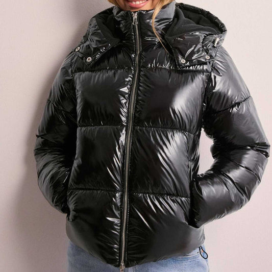 Insulated Puffer Jacket with Adjustable Hood and Pockets for women