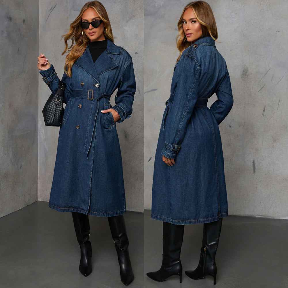 Trench pour femme long en denim