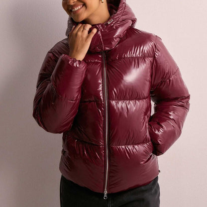 Insulated Puffer Jacket with Adjustable Hood and Pockets for women