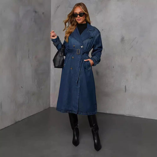 Trench pour femme long en denim