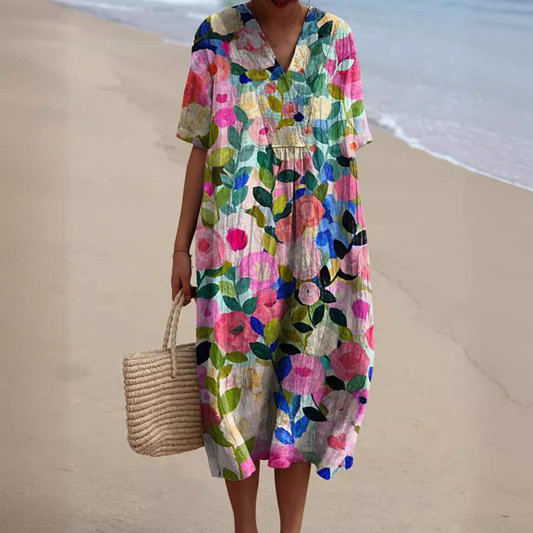 Robe d'été colorée à fleurs pour un style estival frais et joyeux