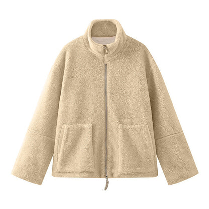 Cappotto in lana casual con collo alto