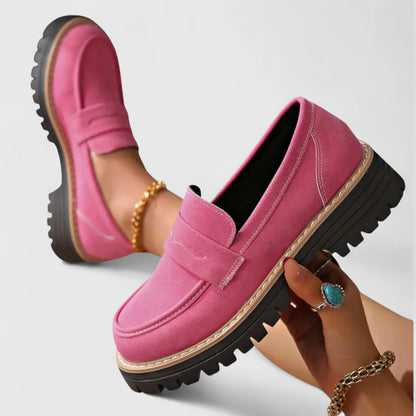 Chunky Penny Loafers with Lug Sole and Stitched Welt for Women