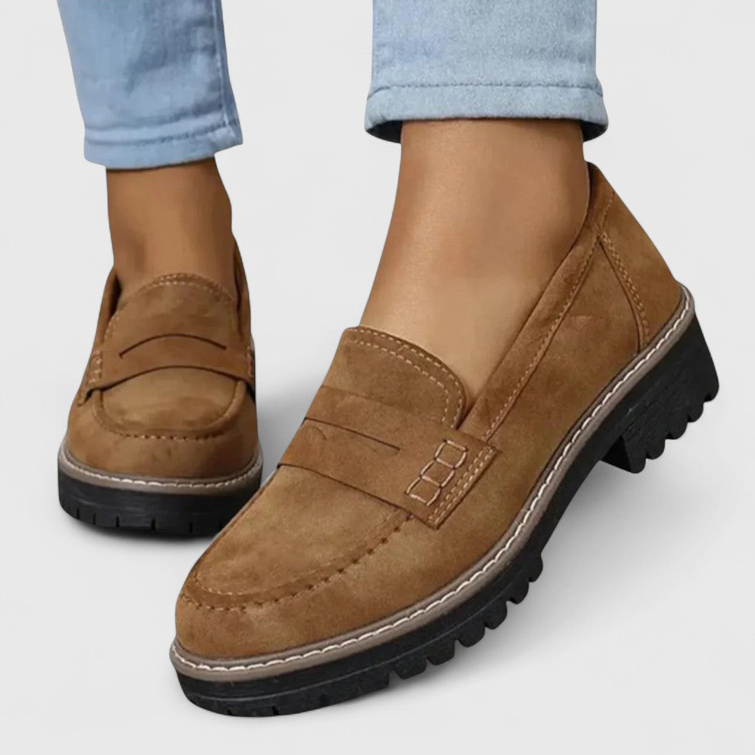 Chunky Penny Loafers with Lug Sole and Stitched Welt for Women