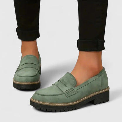 Chunky Penny Loafers with Lug Sole and Stitched Welt for Women