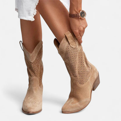 Bottes western mi-hautes à perforations