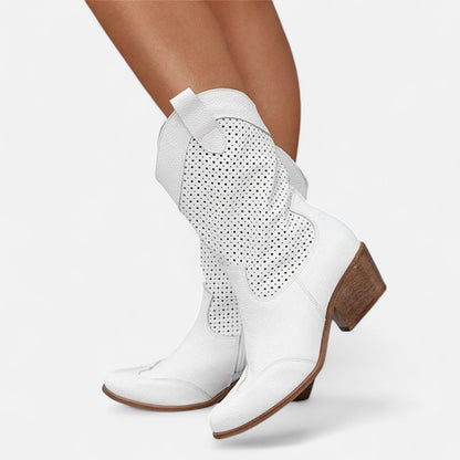 Bottes western mi-hautes à perforations