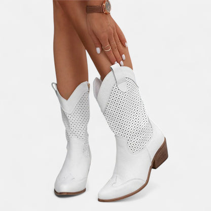 Bottes western mi-hautes à perforations
