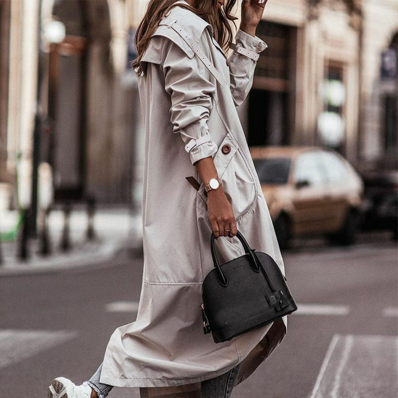 Trench pour femme long fluide coupe ample et décontractée