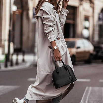 Trench pour femme long fluide coupe ample et décontractée