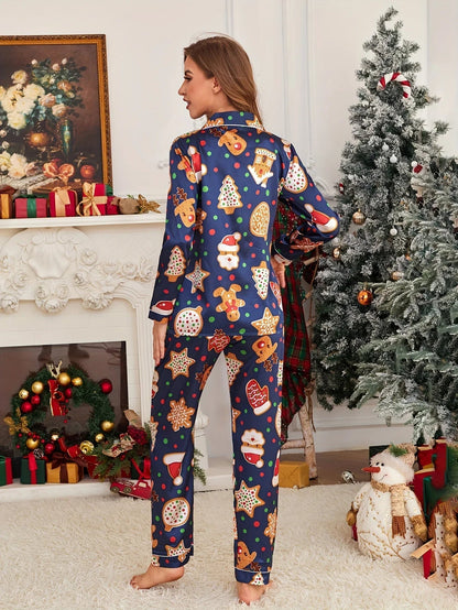 Elegant lang pyjamaset met motief