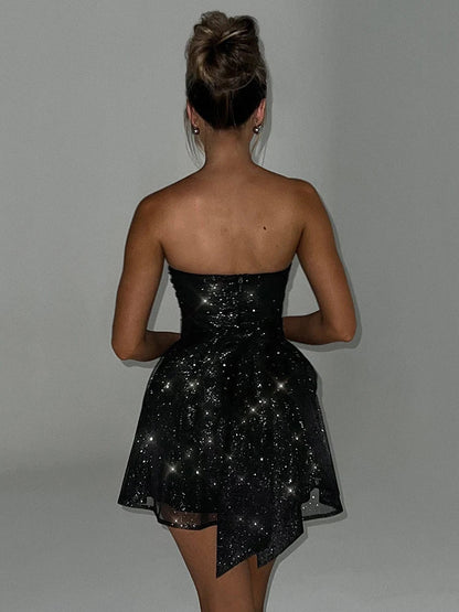 Robe Mini Brillante avec Effet Scintillant pour Toutes Occasions