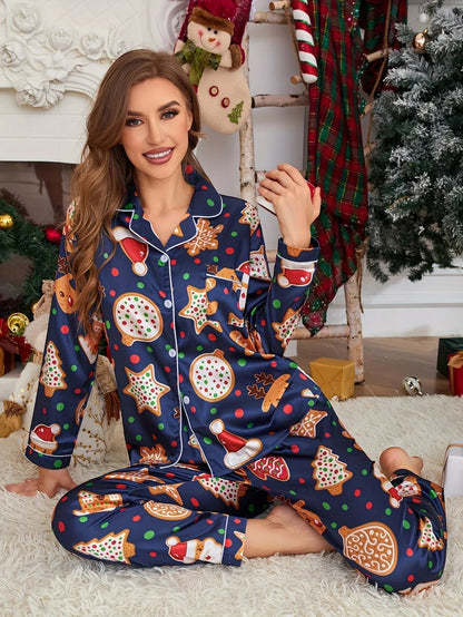 Elegant lang pyjamaset met motief