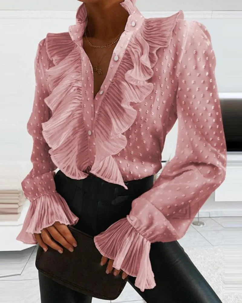 Blusa effetto denim dallo stile casual romantico e rock da donna