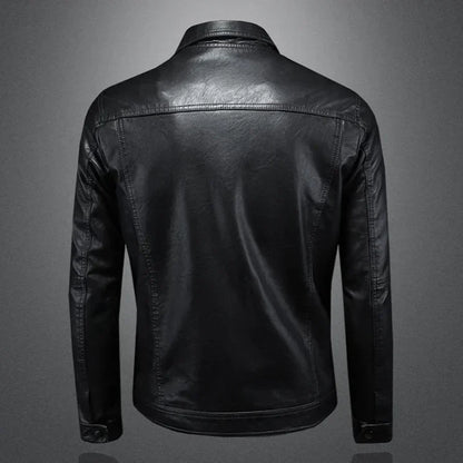 Classic Trucker Jacket with Flap Chest Pockets and Glossy Look for Men