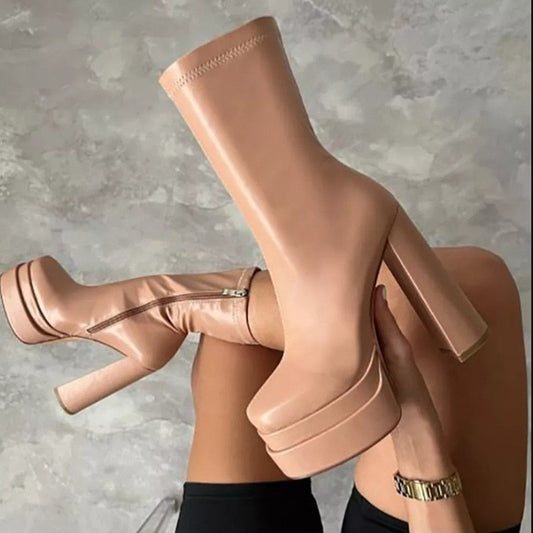 Bottines plates élégantes en cuir synthétique