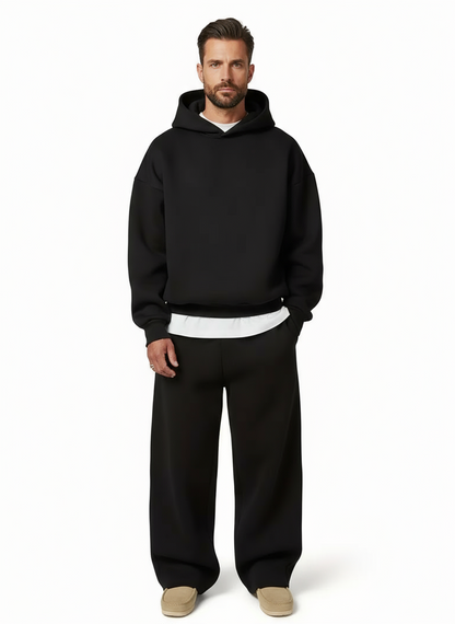 Oversized Hoodie and Wide Leg Sweatpants Set with Front Pocket for Men