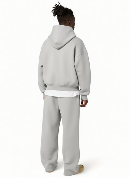 Oversized Hoodie and Wide Leg Sweatpants Set with Front Pocket for Men