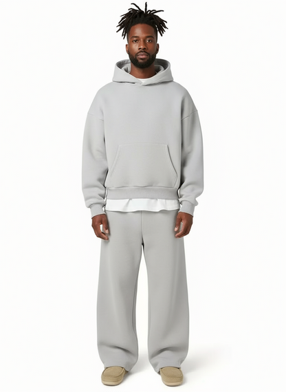 Oversized Hoodie and Wide Leg Sweatpants Set with Front Pocket for Men