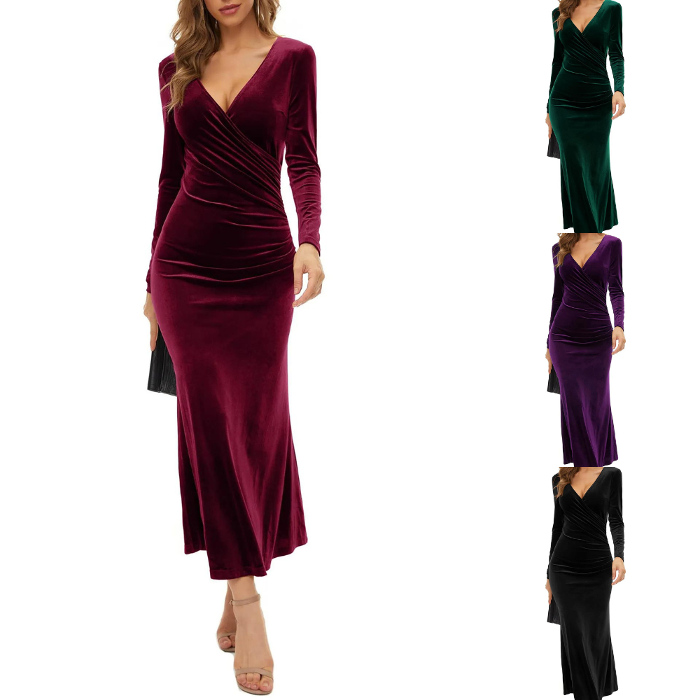Robe midi bodycon à manches longues élégante et chic