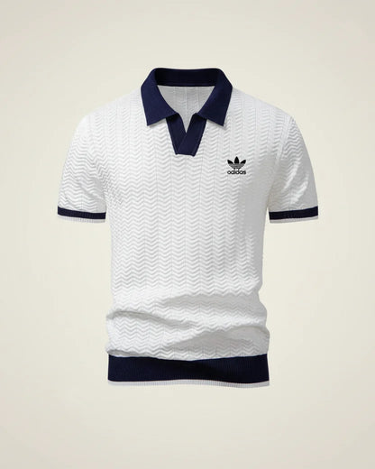 Short Sleeve Polo Shirt with Contrast Collar and Textured Look for Men
