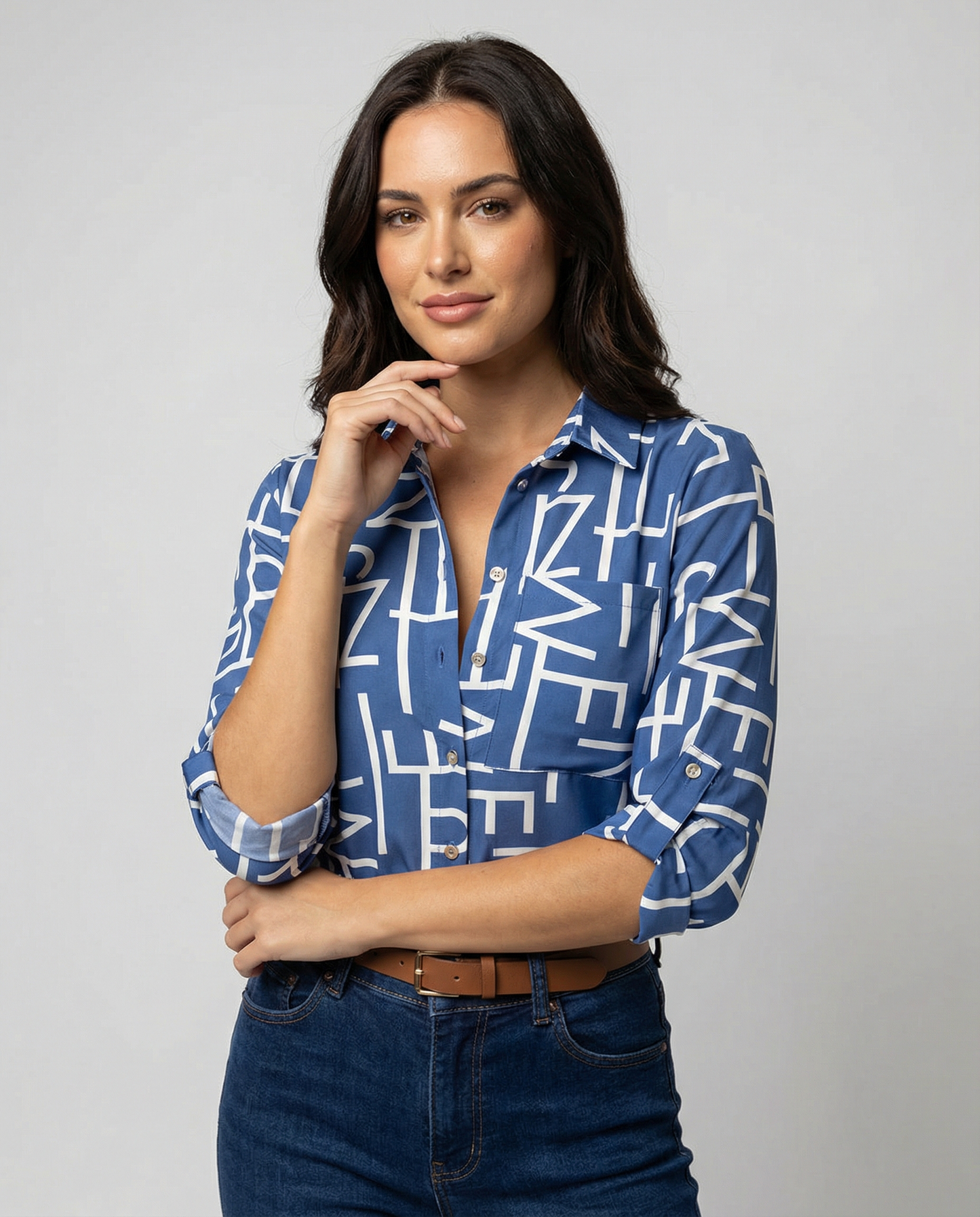 Blouse à imprimé graphique moderne urbain pour femme
