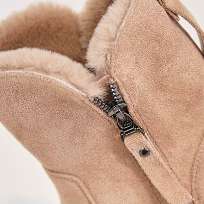 Bottes d'hiver élégantes en cuir suédé et fourrure