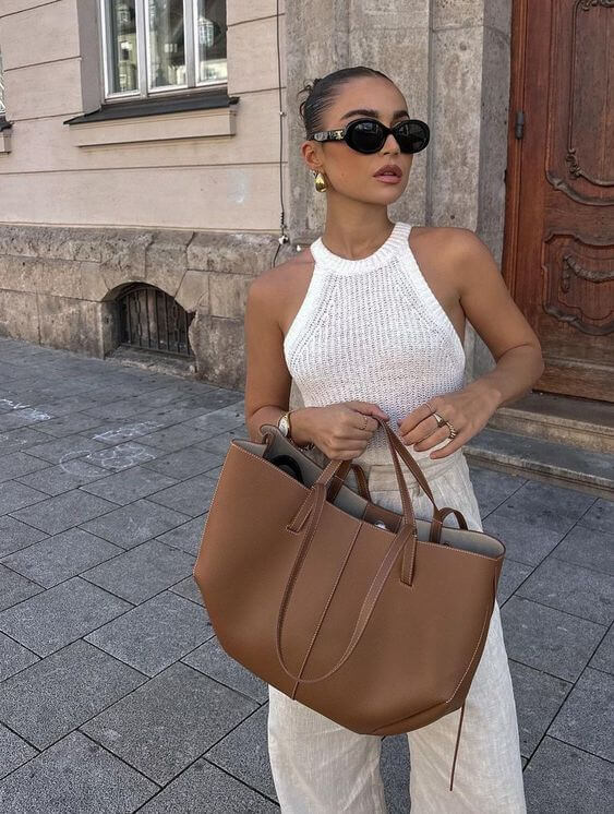 Sac Tote Vintage Élégant en Cuir Spacieux